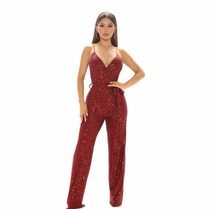 Mouwloze open-rug Jumpsuit met glitter - Prachtig voor de feestdagen